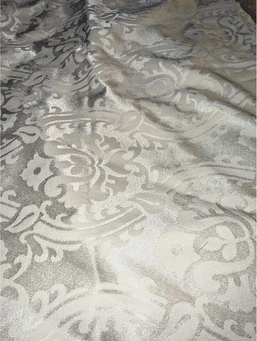 Vtg Jacquard Rectangle Cream Color Tablecloth - shabby chic, french country